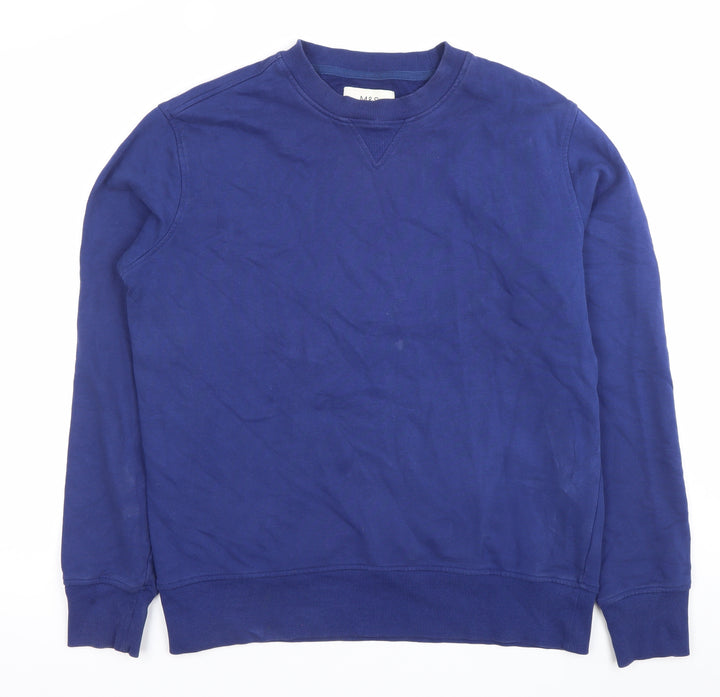 Marks and Spencer Men’s Blue Medium Crew Neck Cotton Sweatshirt