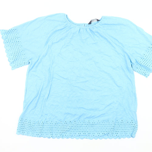 Marks and Spencer Women’s Blue Cotton Embroidered Tunic Blouse UK 12