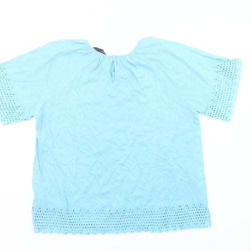 Marks and Spencer Women’s Blue Cotton Embroidered Tunic Blouse UK 12
