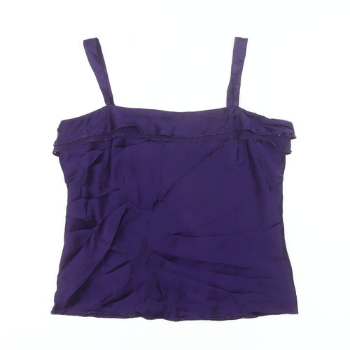 J Taylor Women’s Purple Silk Camisole Tank Top Size 16 Party