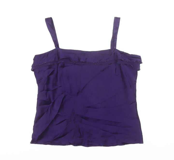 J Taylor Women’s Purple Silk Camisole Tank Top Size 16 Party