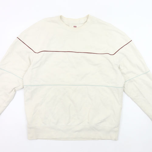 Levi's Men's Ivory M Relaxed Fit Crew Neck Sweatshirt