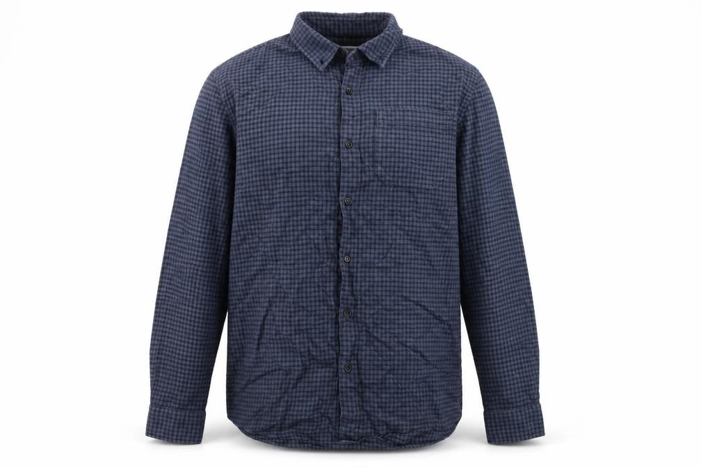 Front view of TOG24 Men's Blue Check Cotton Long Sleeve Button-Up Shirt L