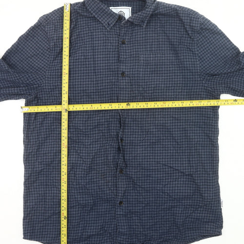 TOG24 Men's Blue Check Cotton Long Sleeve Button-Up Shirt L