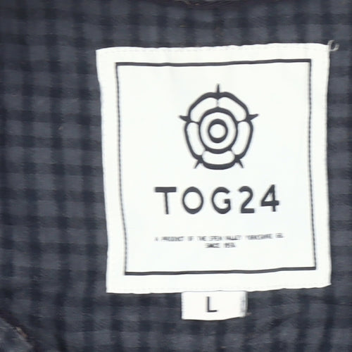 TOG24 Men's Blue Check Cotton Long Sleeve Button-Up Shirt L