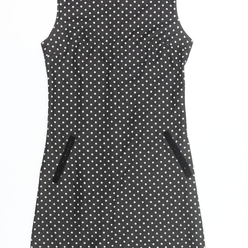 Chic & Mit Women's Black Polka Dot Sleeveless Sheath Dress S