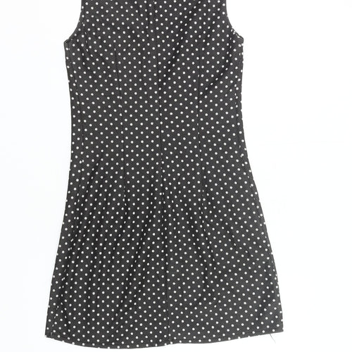 Chic & Mit Women's Black Polka Dot Sleeveless Sheath Dress S