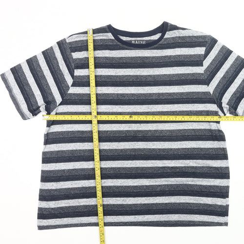 Maine New England Men’s Grey Black Striped XL Crew Neck T-Shirt