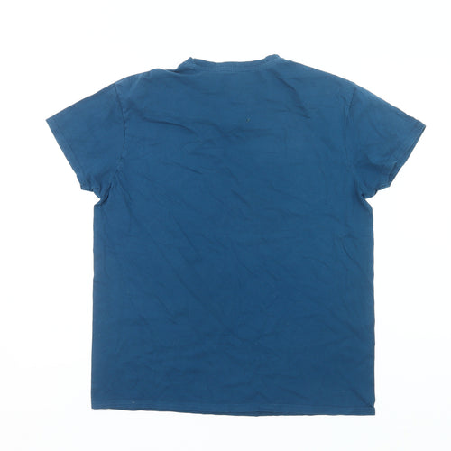 Good Vibes Barcelona Womens Blue Cotton T-Shirt Size M Casual