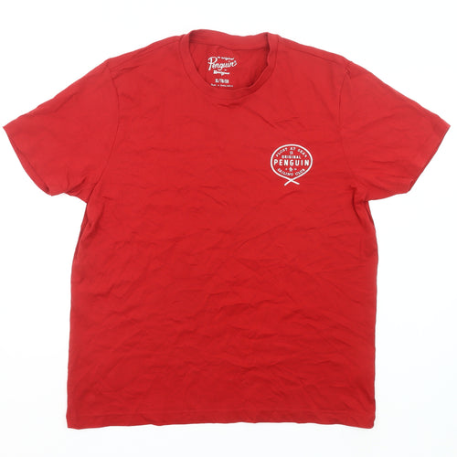 Original Penguin Men's Red XL Crew Neck Graphic Cotton T-Shirt
