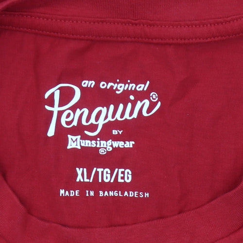Original Penguin Men's Red XL Crew Neck Graphic Cotton T-Shirt