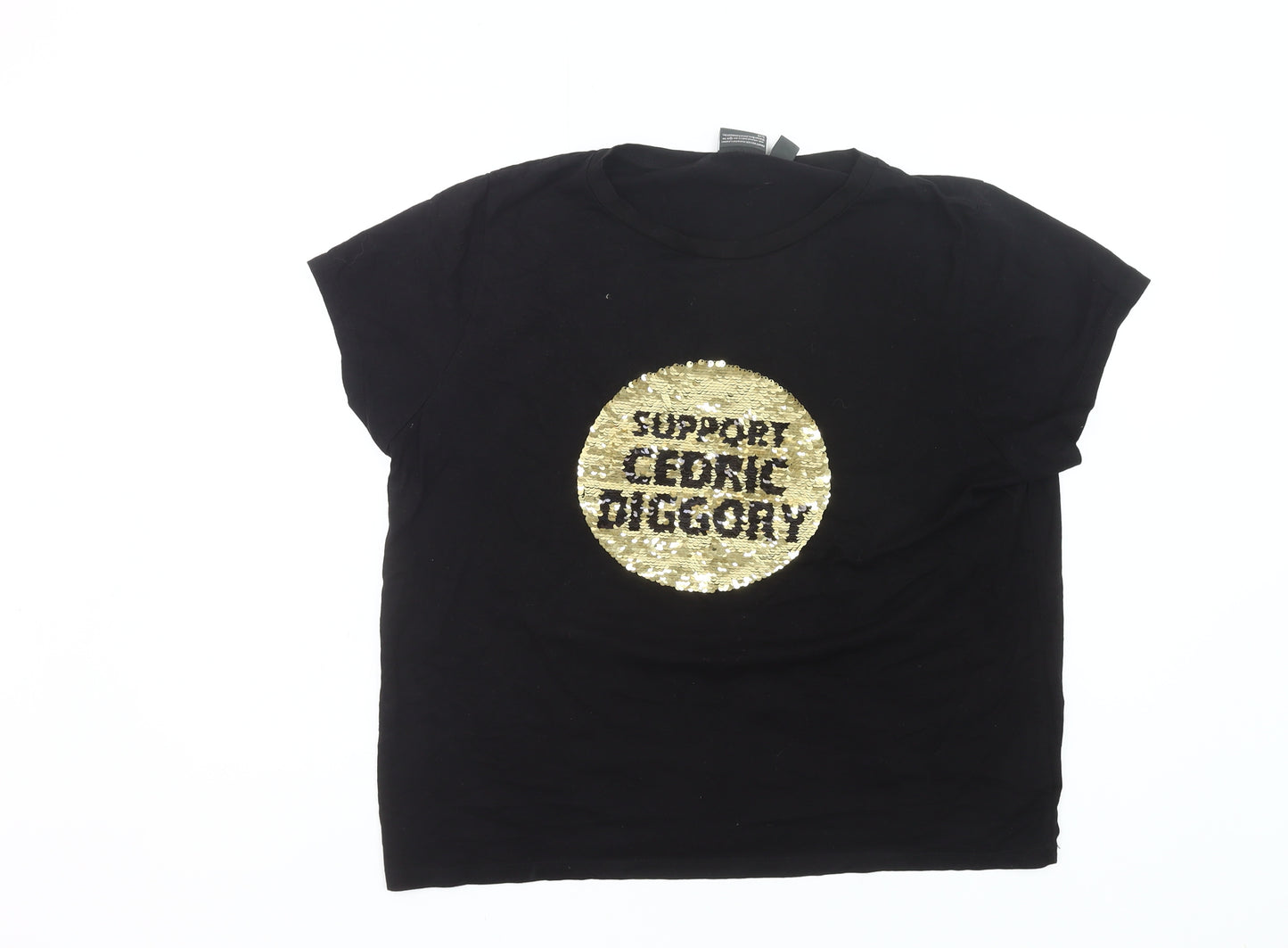 Harry Potter Women’s Black XL Cedric Diggory Sequin T-Shirt