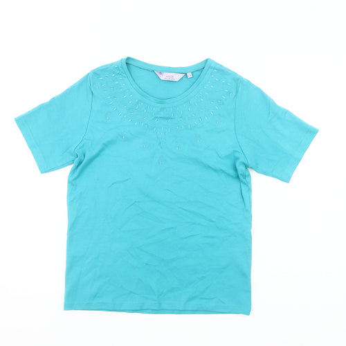Honor Millburn Women's Blue Cotton Embroidered T-Shirt Size S
