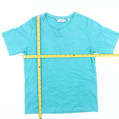 Honor Millburn Women's Blue Cotton Embroidered T-Shirt Size S