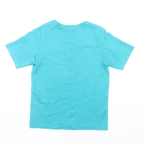 Honor Millburn Women's Blue Cotton Embroidered T-Shirt Size S
