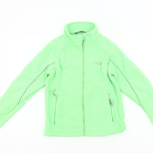 Regatta Girls Green Fleece Full Zip Jacket 9-10 Years Outdoor Casual