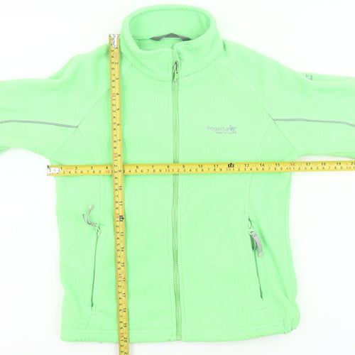Regatta Girls Green Fleece Full Zip Jacket 9-10 Years Outdoor Casual