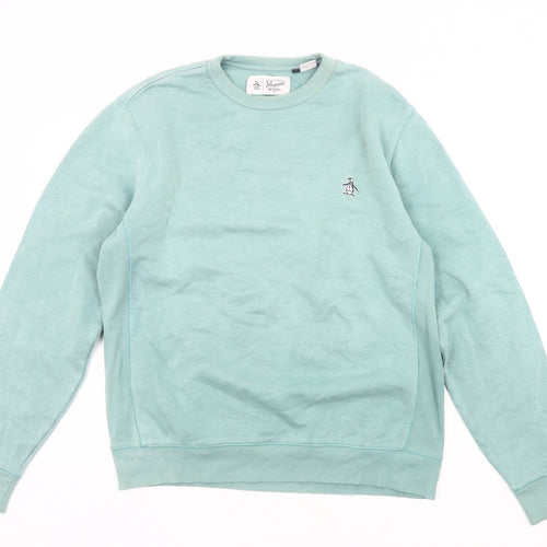 Original Penguin Men’s Green Pullover Sweatshirt Size S Logo Crew Neck