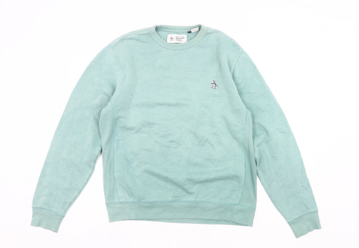 Original Penguin Men’s Green Pullover Sweatshirt Size S Logo Crew Neck