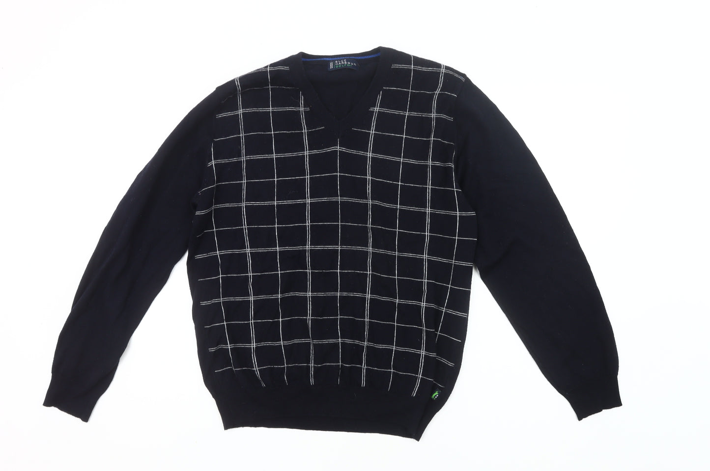 Marks and Spencer Men’s Blue V-Neck Check Golf Jumper Medium