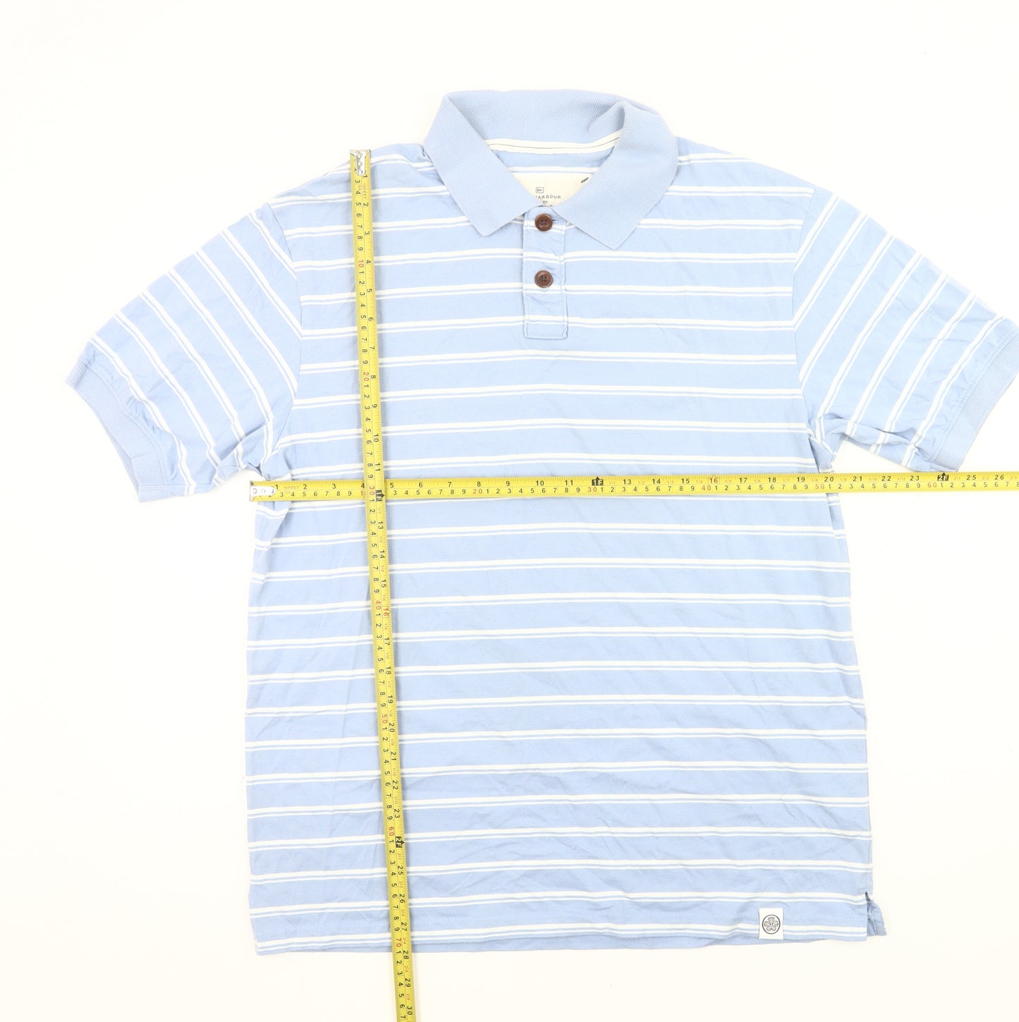 Marks and Spencer Blue Harbour Men's Blue Striped Polo Shirt M Regular Fit Cotton