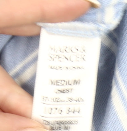 Marks and Spencer Blue Harbour Men's Blue Striped Polo Shirt M Regular Fit Cotton