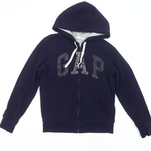 GAP Women’s Navy Blue Full Zip Hoodie Small Cotton Blend Logo