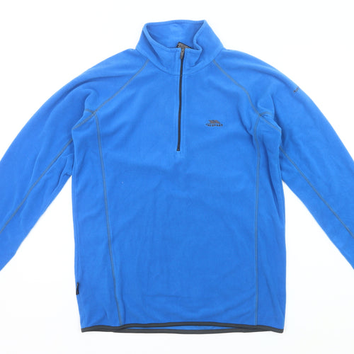Trespass Men’s Blue Fleece Sweatshirt S Mock Neck 1/2 Zip Outdoor