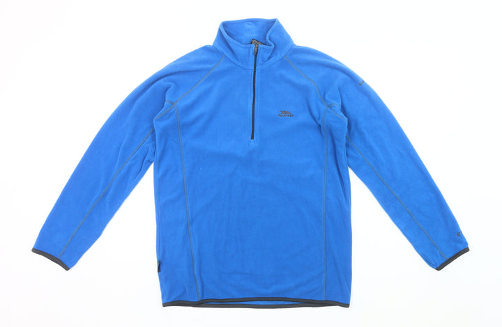 Trespass Men’s Blue Fleece Sweatshirt S Mock Neck 1/2 Zip Outdoor