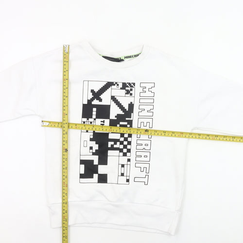 Minecraft Boys White Sweatshirt 8-9Y Pullover Graphic Print Crew Neck