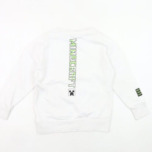 Minecraft Boys White Sweatshirt 8-9Y Pullover Graphic Print Crew Neck