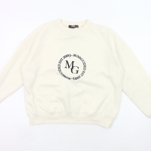 Missguided Women’s Ivory Petite Logo Sweatshirt UK 4 Pullover