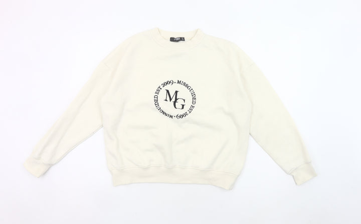 Missguided Women’s Ivory Petite Logo Sweatshirt UK 4 Pullover