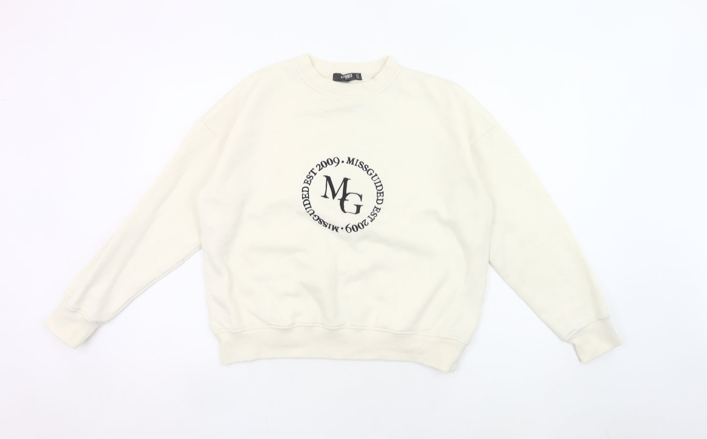 Missguided Women’s Ivory Petite Logo Sweatshirt UK 4 Pullover