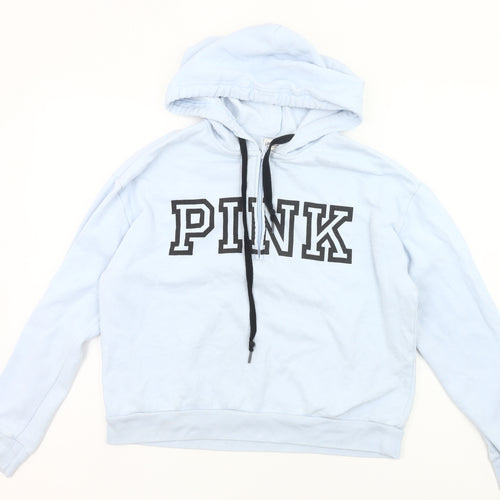 Victoria's Secret PINK Women's Blue Hoodie Small Cotton Blend Logo