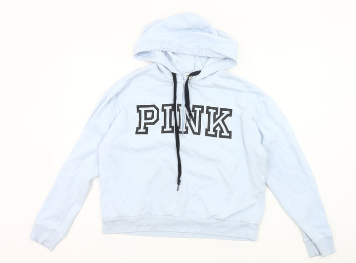 Victoria's Secret PINK Women's Blue Hoodie Small Cotton Blend Logo