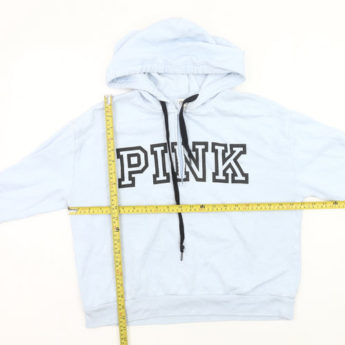 Victoria's Secret PINK Women's Blue Hoodie Small Cotton Blend Logo