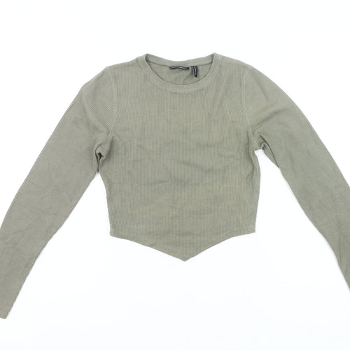 ASOS Design Women’s Green Size 8 Cropped Long Sleeve Slim Fit Top