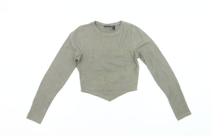 ASOS Design Women’s Green Size 8 Cropped Long Sleeve Slim Fit Top