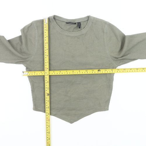 ASOS Design Women’s Green Size 8 Cropped Long Sleeve Slim Fit Top