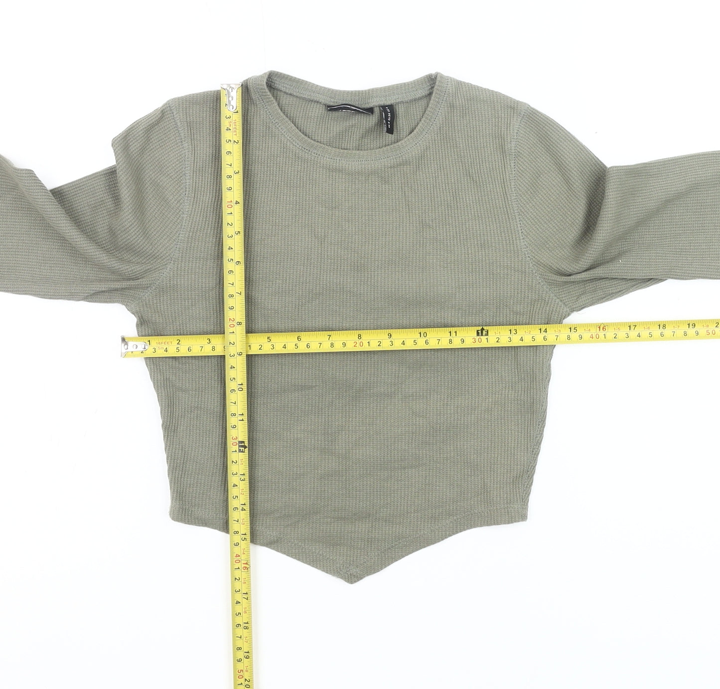 ASOS Design Women’s Green Size 8 Cropped Long Sleeve Slim Fit Top
