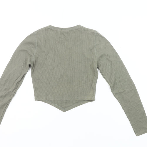 ASOS Design Women’s Green Size 8 Cropped Long Sleeve Slim Fit Top