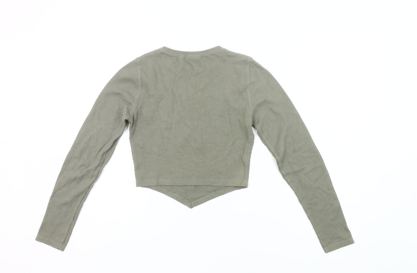 ASOS Design Women’s Green Size 8 Cropped Long Sleeve Slim Fit Top