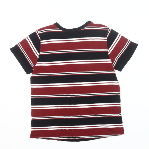 Brave Soul Men’s Multicoloured Striped Crew Neck Cotton T-Shirt L Regular Fit