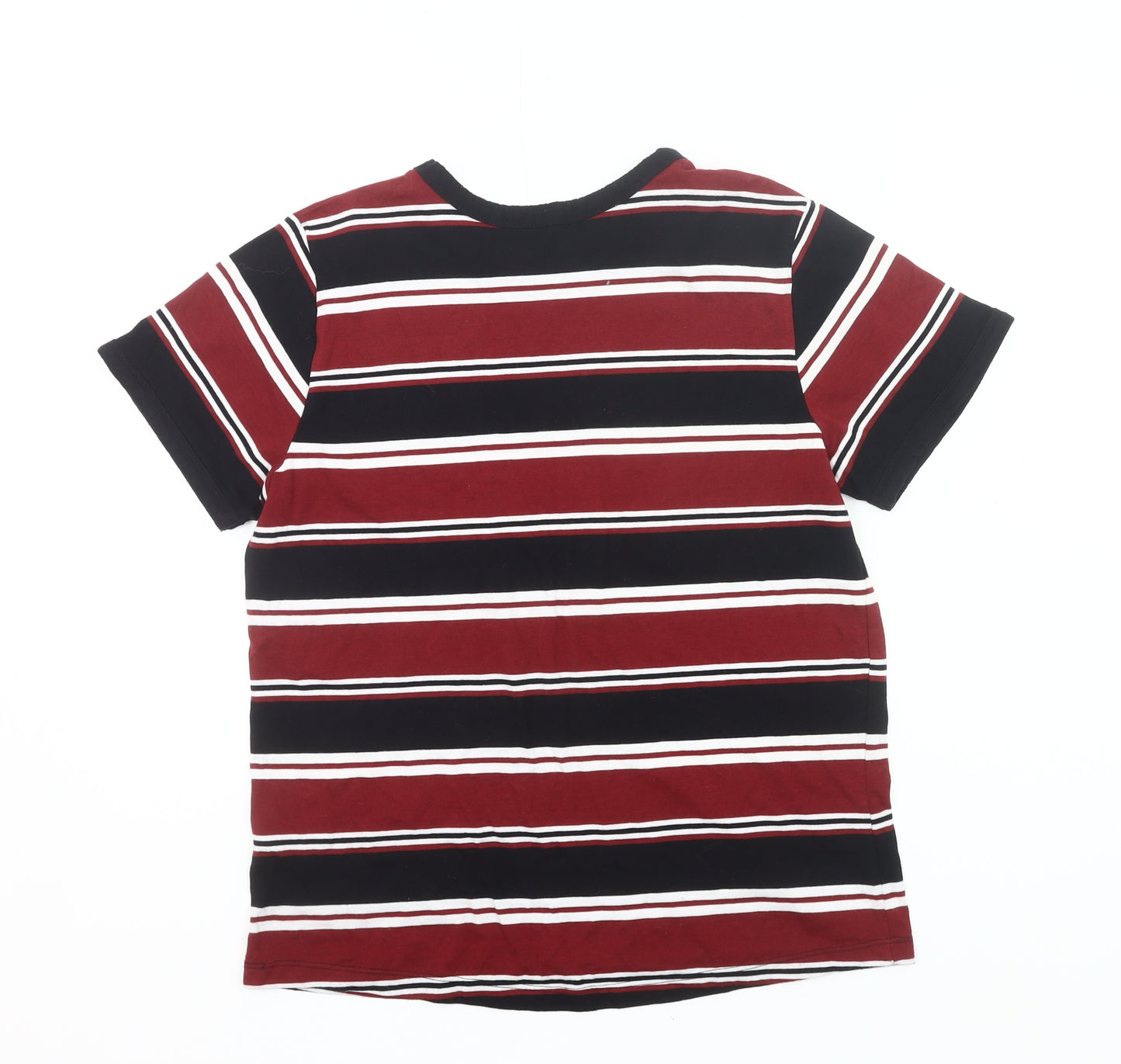 Brave Soul Men’s Multicoloured Striped Crew Neck Cotton T-Shirt L Regular Fit