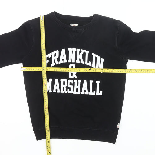 Franklin & Marshall Boys Black Sweatshirt 12-13Y Pullover Crew Neck Logo