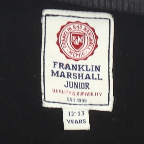 Franklin & Marshall Boys Black Sweatshirt 12-13Y Pullover Crew Neck Logo