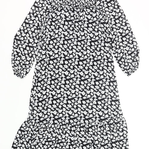 Marks and Spencer Women’s Black Floral Midi Smock Dress Size 6