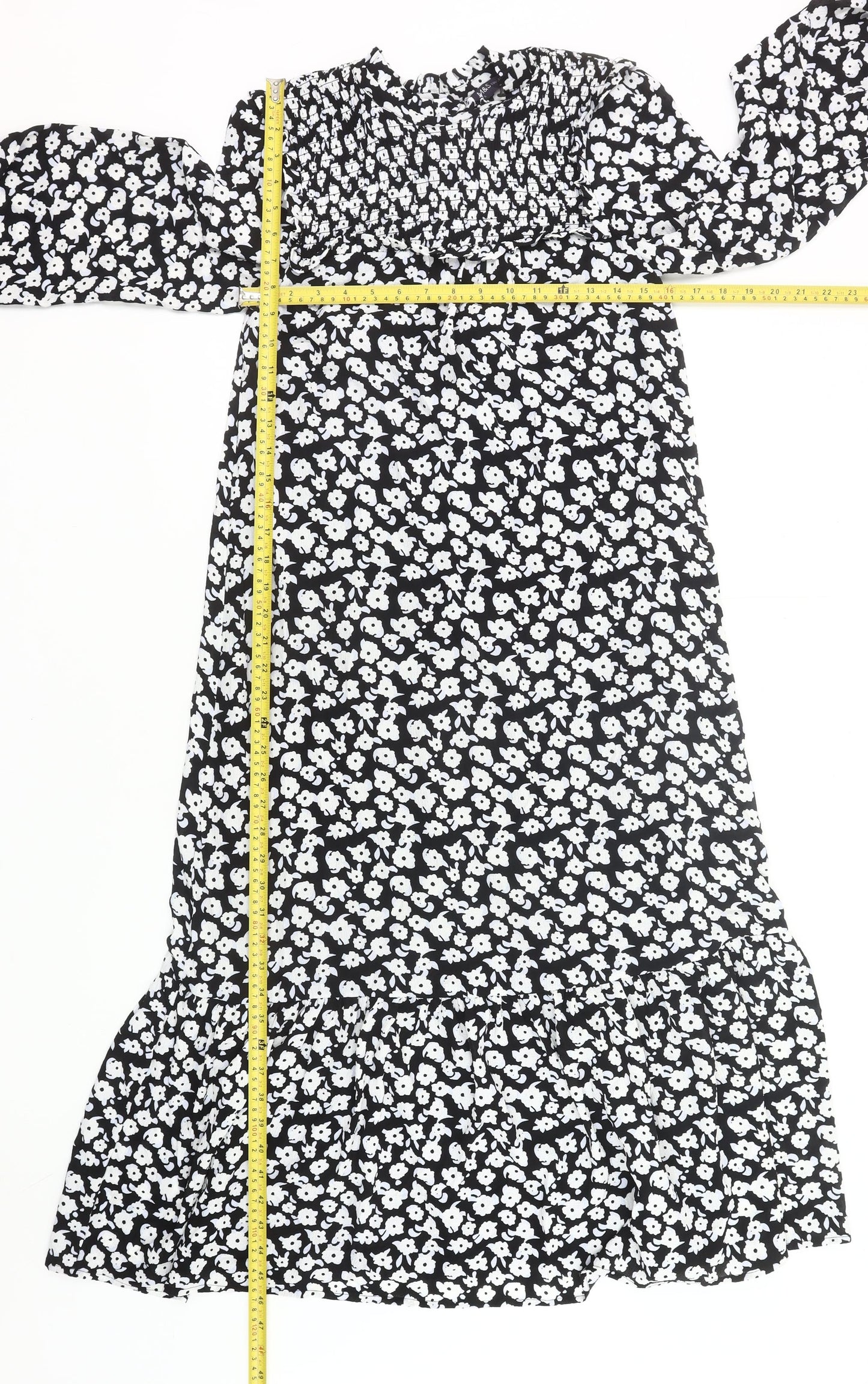 Marks and Spencer Women’s Black Floral Midi Smock Dress Size 6