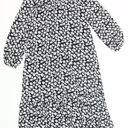 Marks and Spencer Women’s Black Floral Midi Smock Dress Size 6